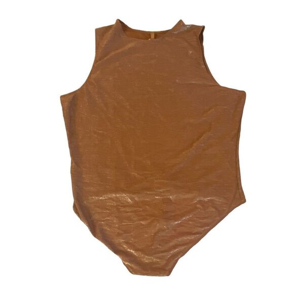 SKIMS Copper Shimmer Crew Neck Sleeveless Thong Bodysuit Sz 4X NWT - Picture 4 of 12